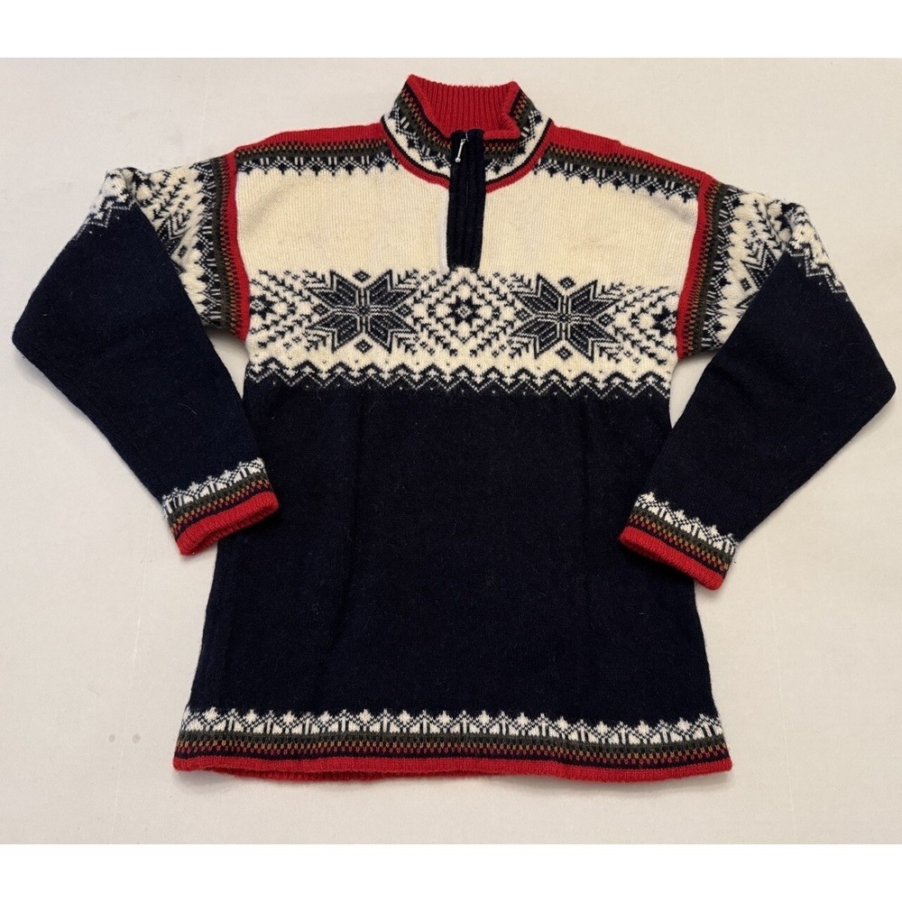 Vintage BALTIC INSPIRATIONS Fair Isle Sweater M 90% Wool 1/4 Zip ESTONIA
